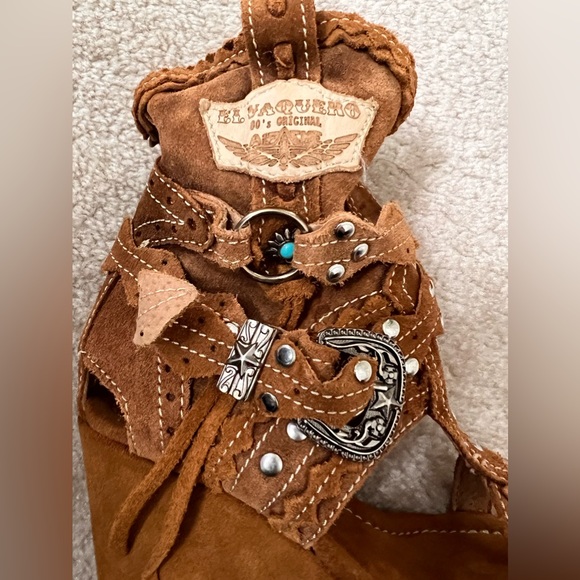 *New* Italian El Vaquero wedge sandals - size EU 36 (US 5.5) - Picture 4 of 7